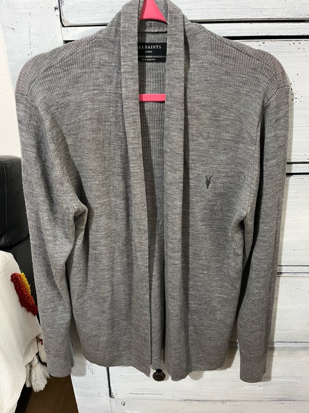 All Saints Men’s Shawl Collar Cardigan - Grey